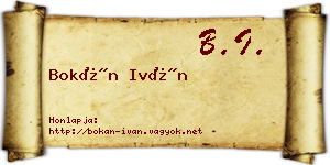 Bokán Iván névjegykártya