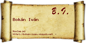 Bokán Iván névjegykártya